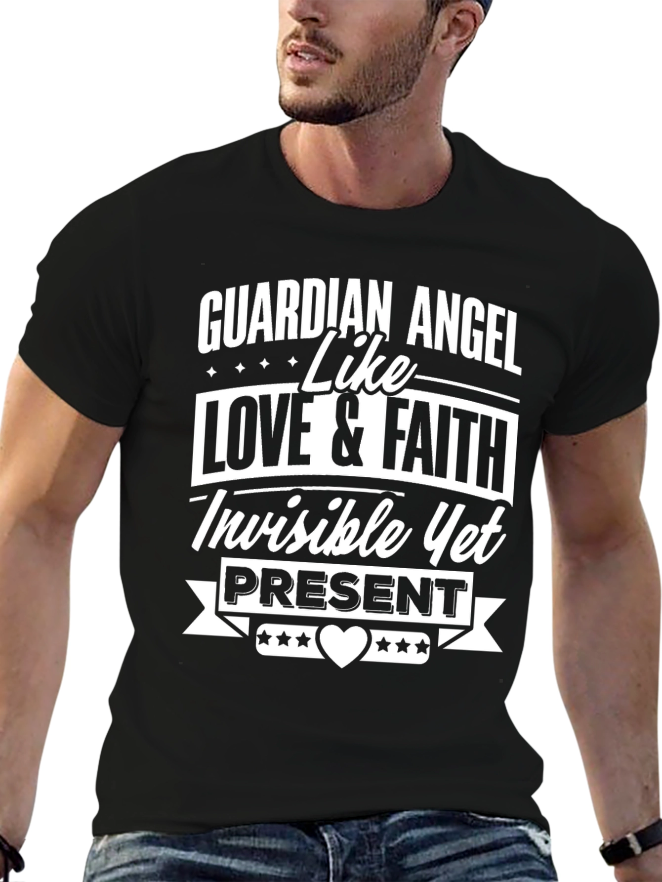 Guardian Angel Love & Faith T-Shirt - Black