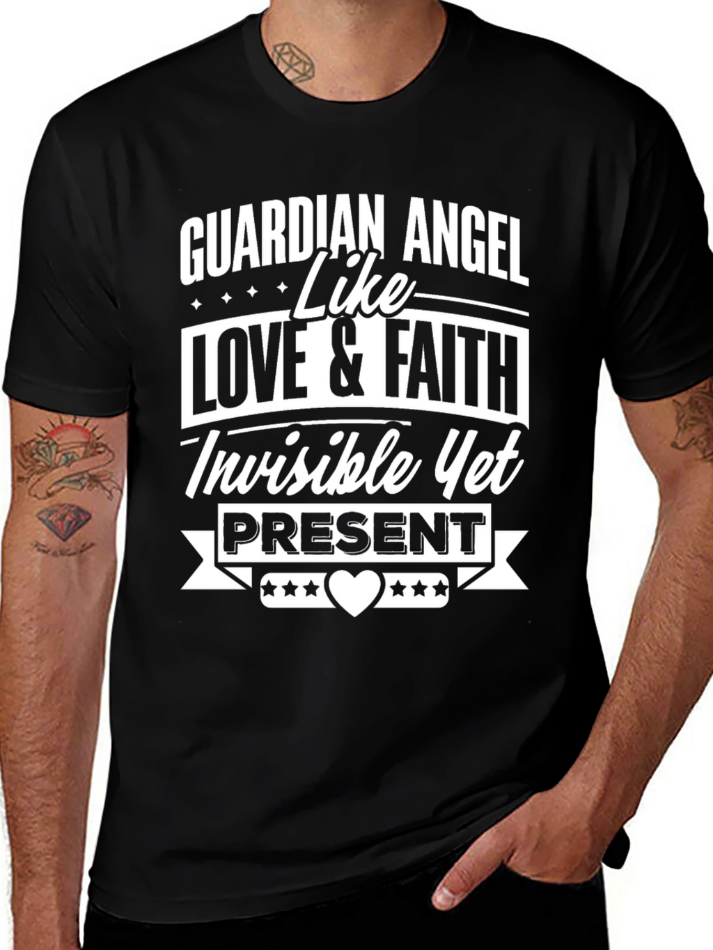 Guardian Angel Love & Faith T-Shirt - Black
