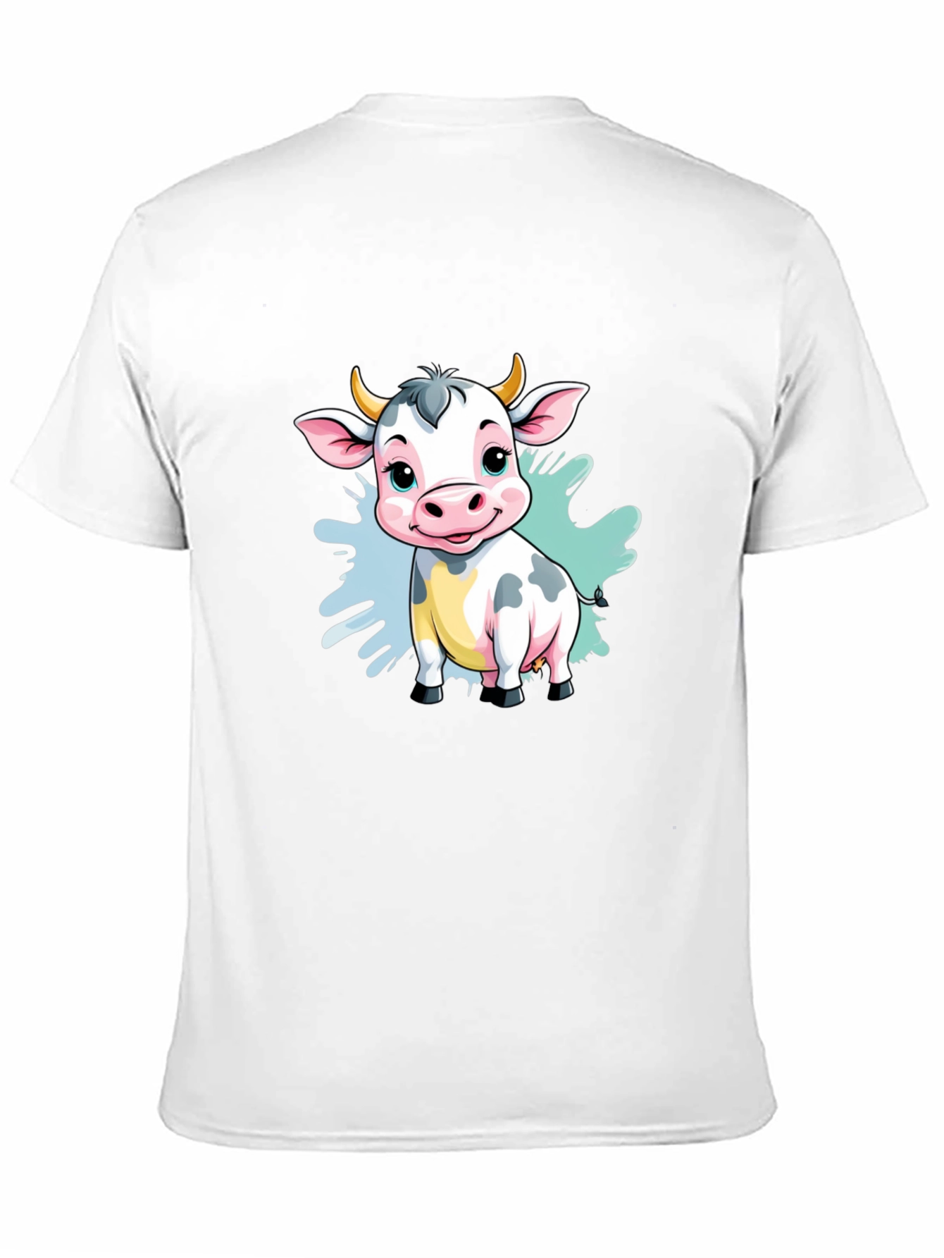 Cute Cartoon Cow Black T-Shirt