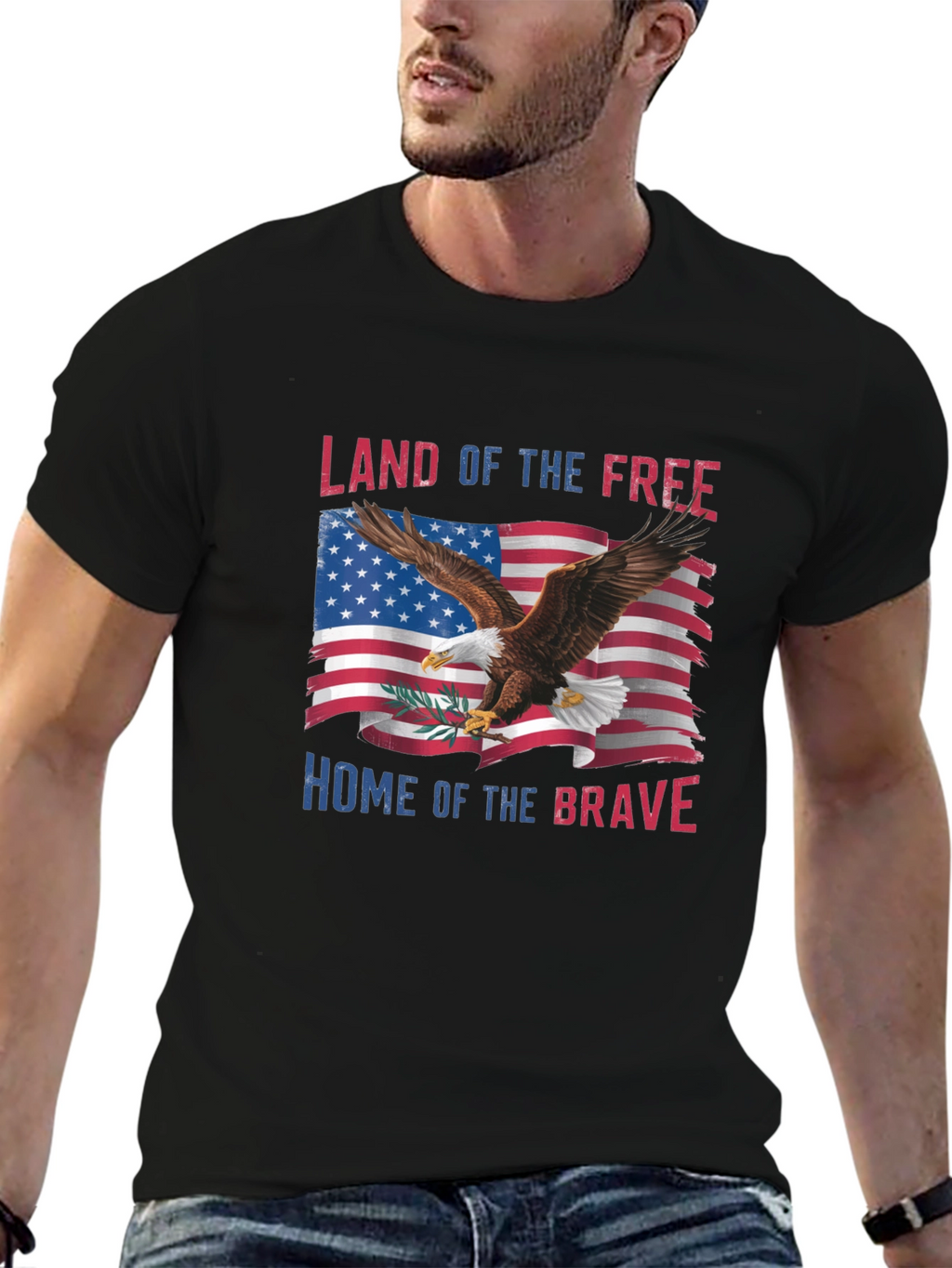 Patriotic Eagle USA Flag Graphic T-Shirt