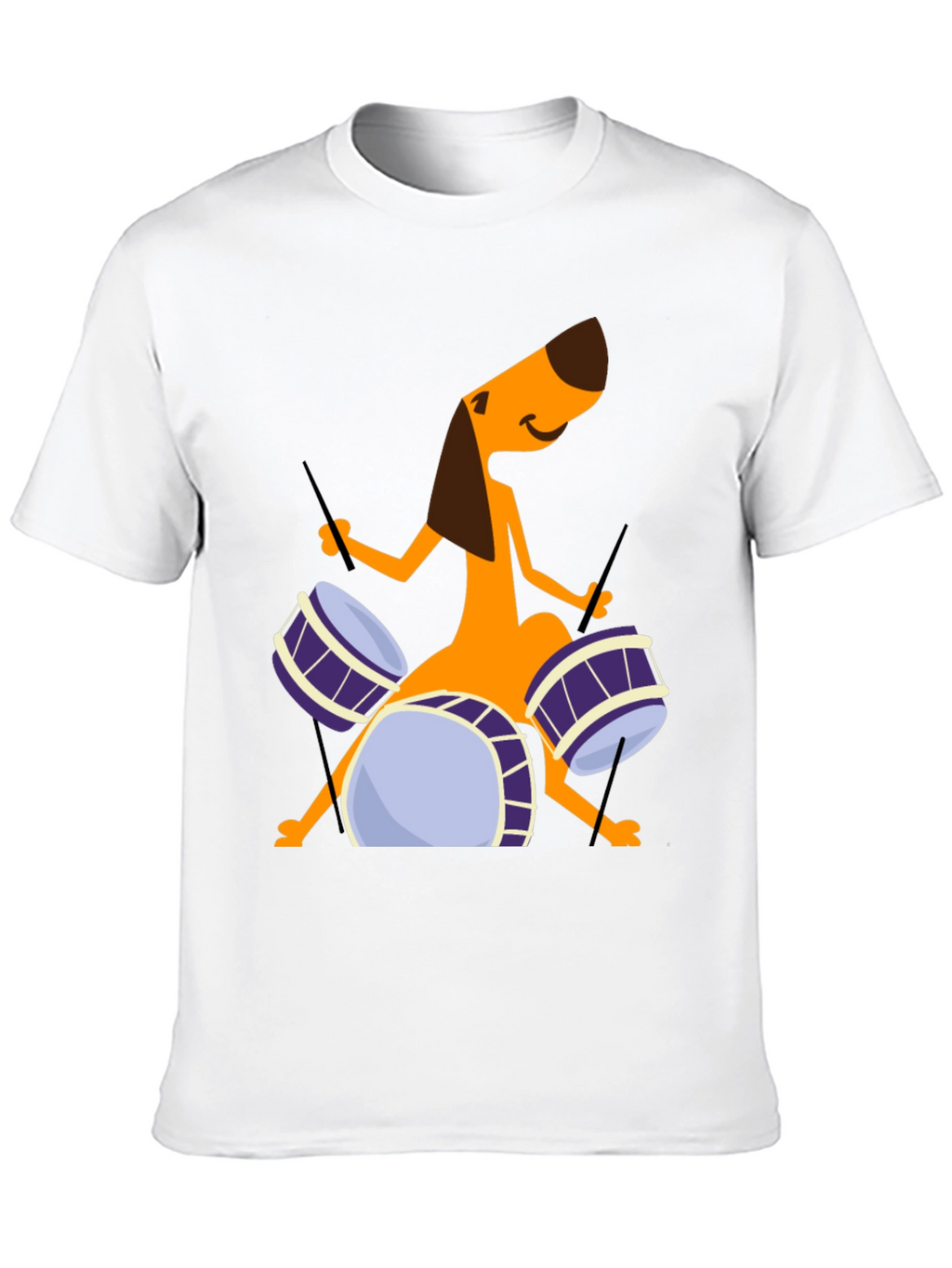 Dog Drummer Graphic Tee - Black Cotton T-Shirt