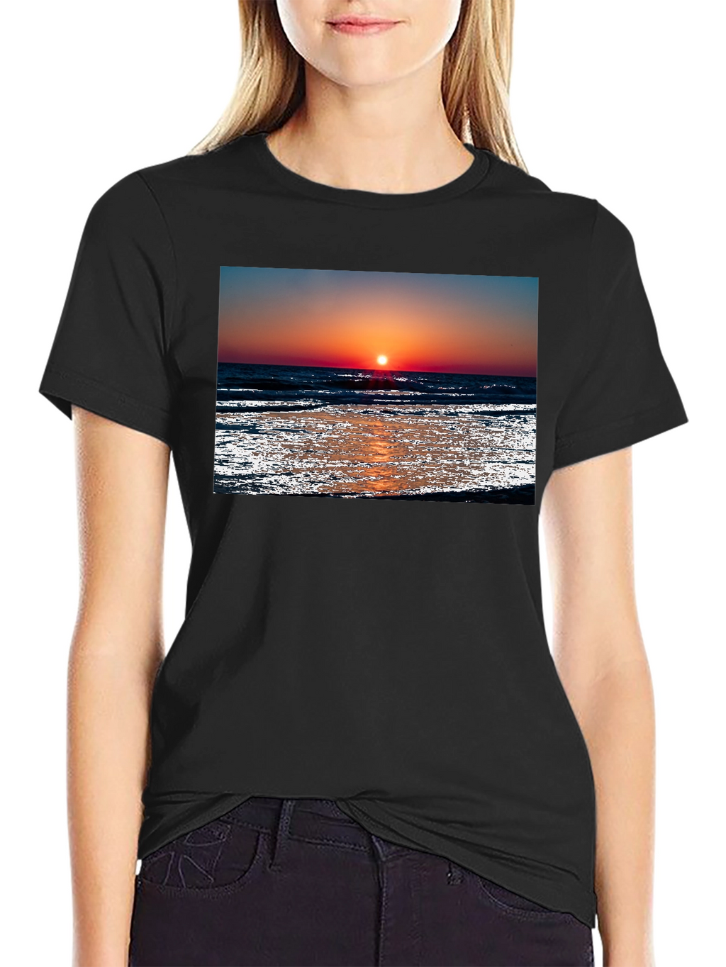 Sunset Beach Graphic Black T-Shirt