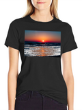 Sunset Beach Graphic Black T-Shirt