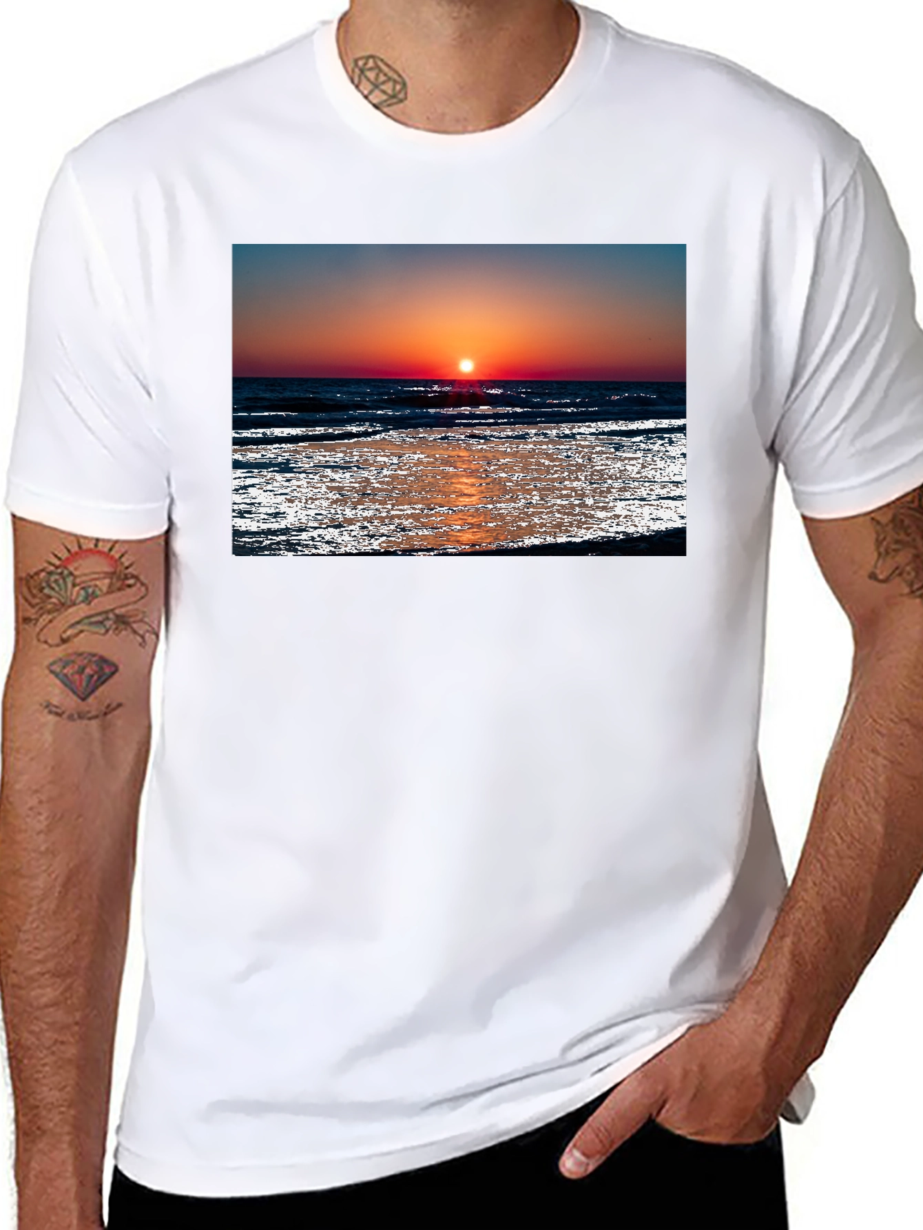 Sunset Beach Graphic Black T-Shirt