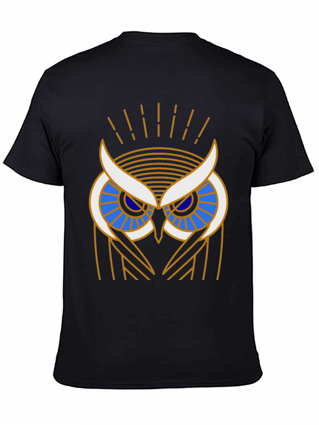 Art Deco Owl Graphic Print Black T-Shirt
