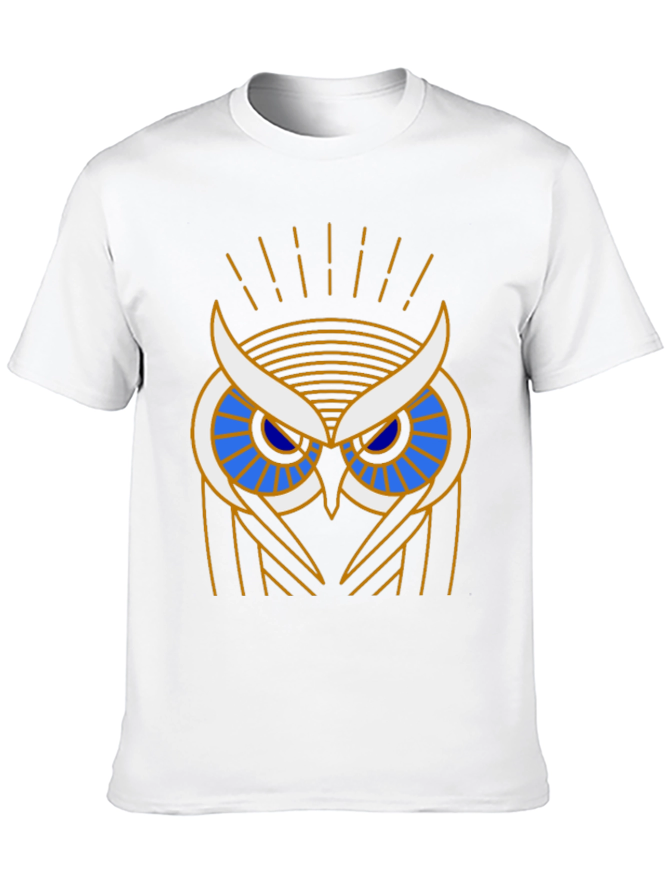 Art Deco Owl Graphic Print Black T-Shirt