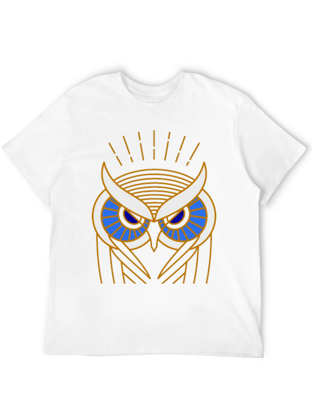 Art Deco Owl Graphic Print Black T-Shirt