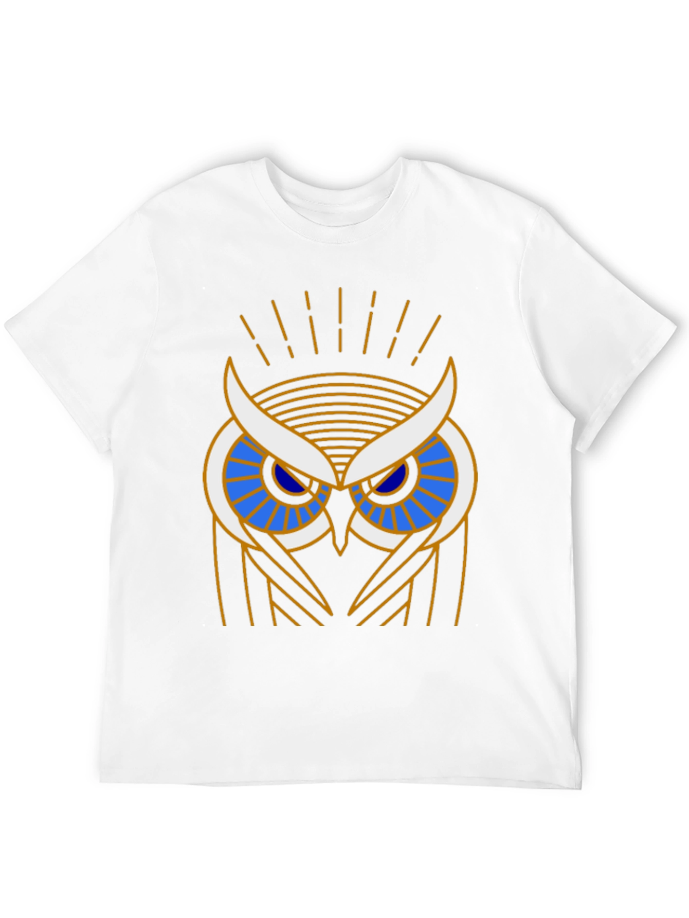 Art Deco Owl Graphic Print Black T-Shirt