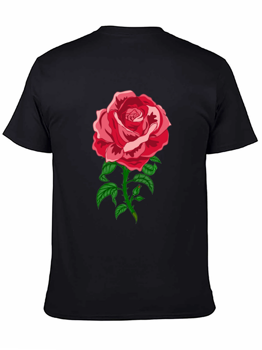 Elegant Rose Graphic Tee - Black Cotton Blend