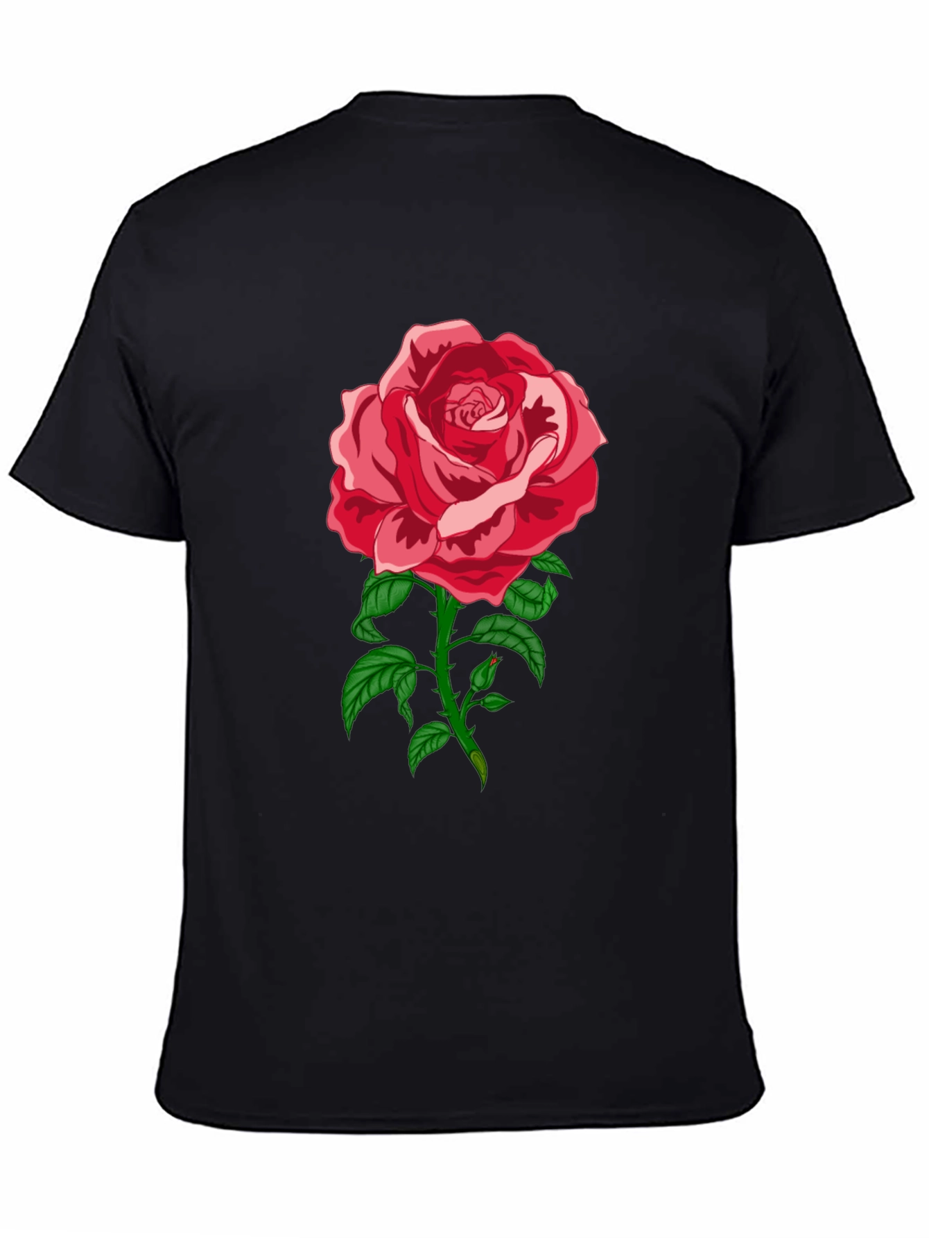 Elegant Rose Graphic Tee - Black Cotton Blend
