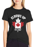 Elbows Up Canada Maple Leaf Est. 1867 Black T-Shirt