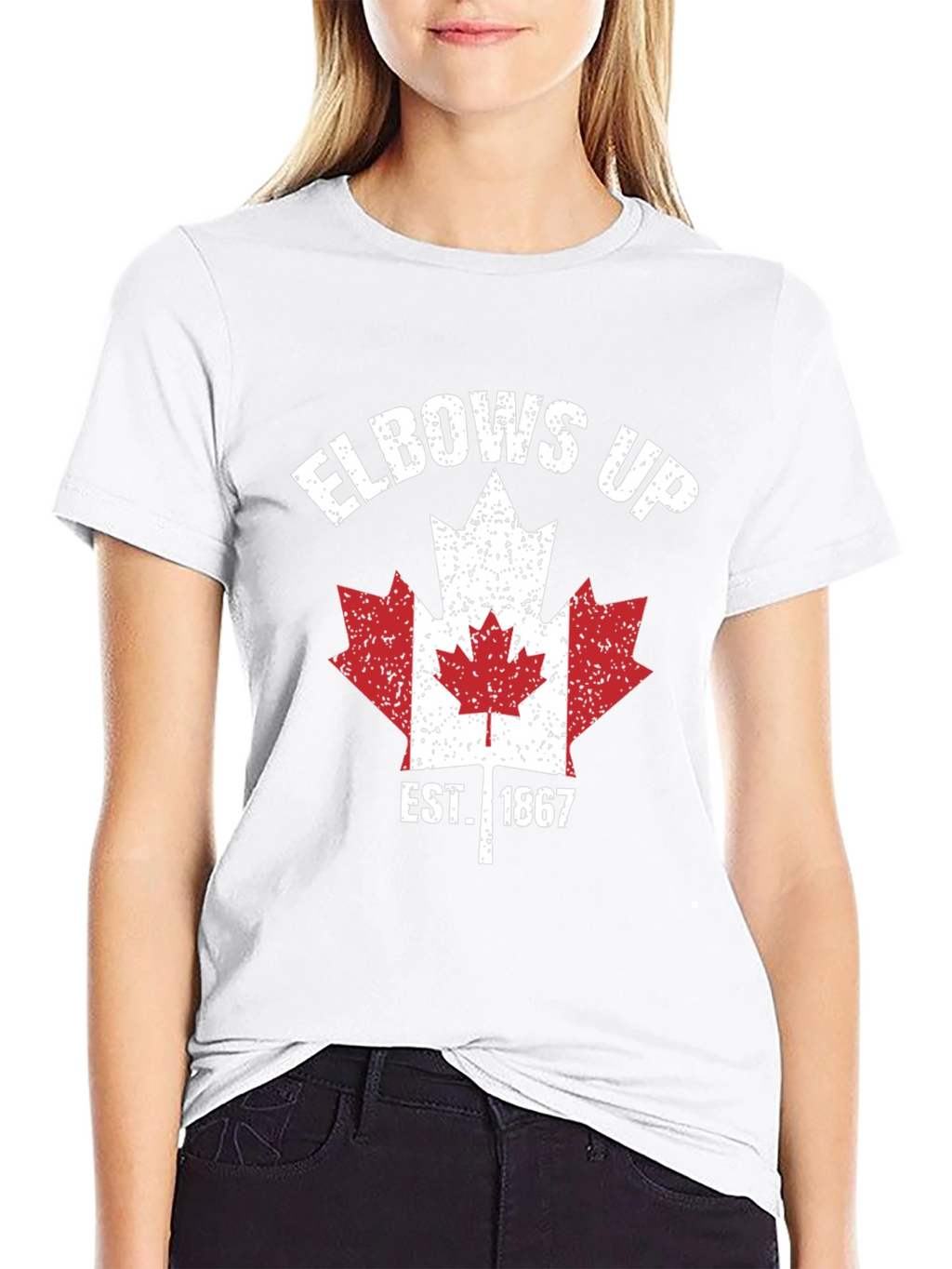 Elbows Up Canada Maple Leaf Est. 1867 Black T-Shirt