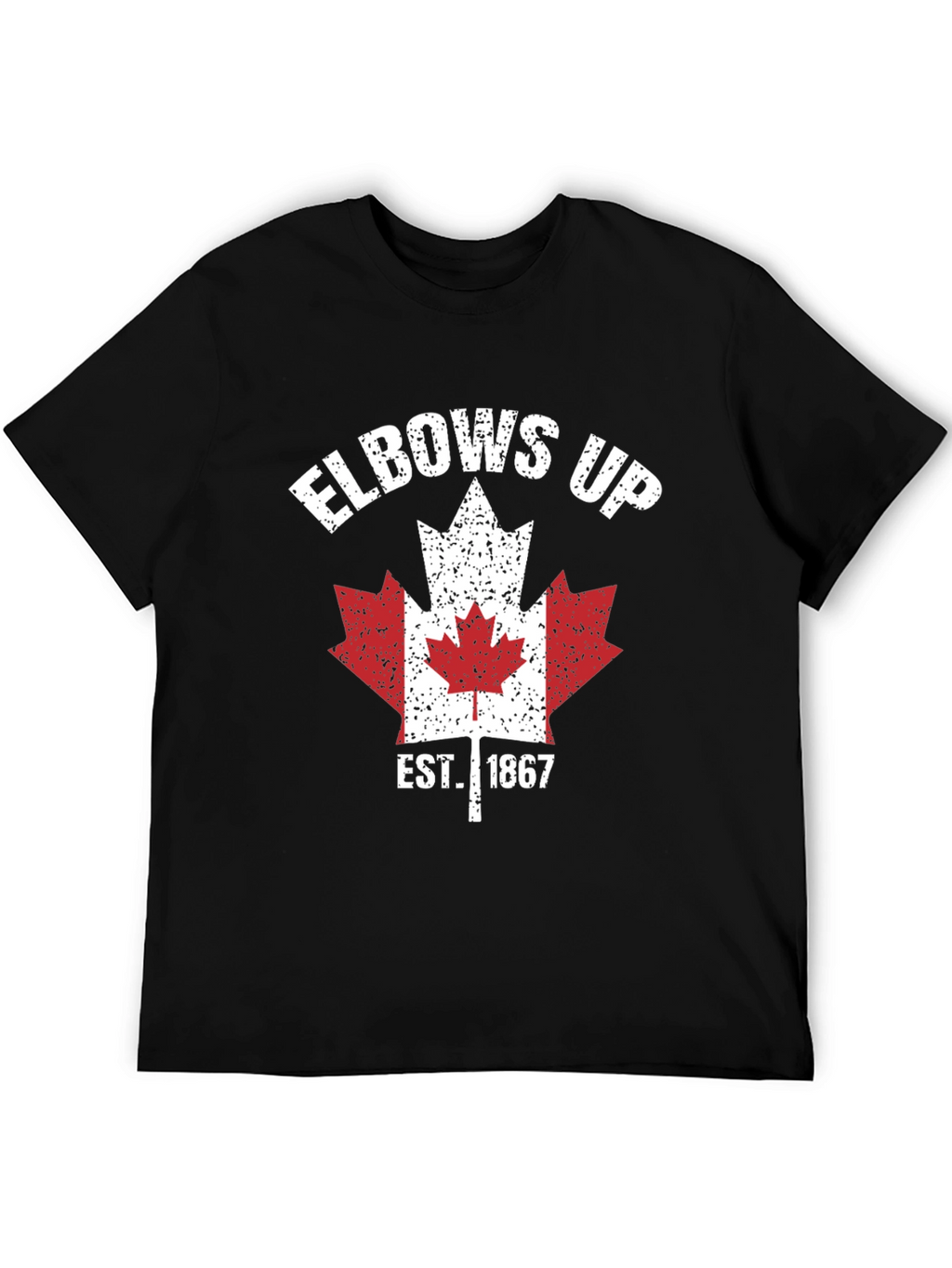 Elbows Up Canada Maple Leaf Est. 1867 Black T-Shirt