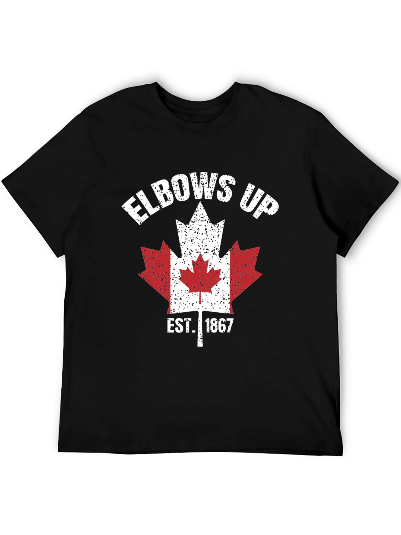 Elbows Up Canada Maple Leaf Est. 1867 Black T-Shirt