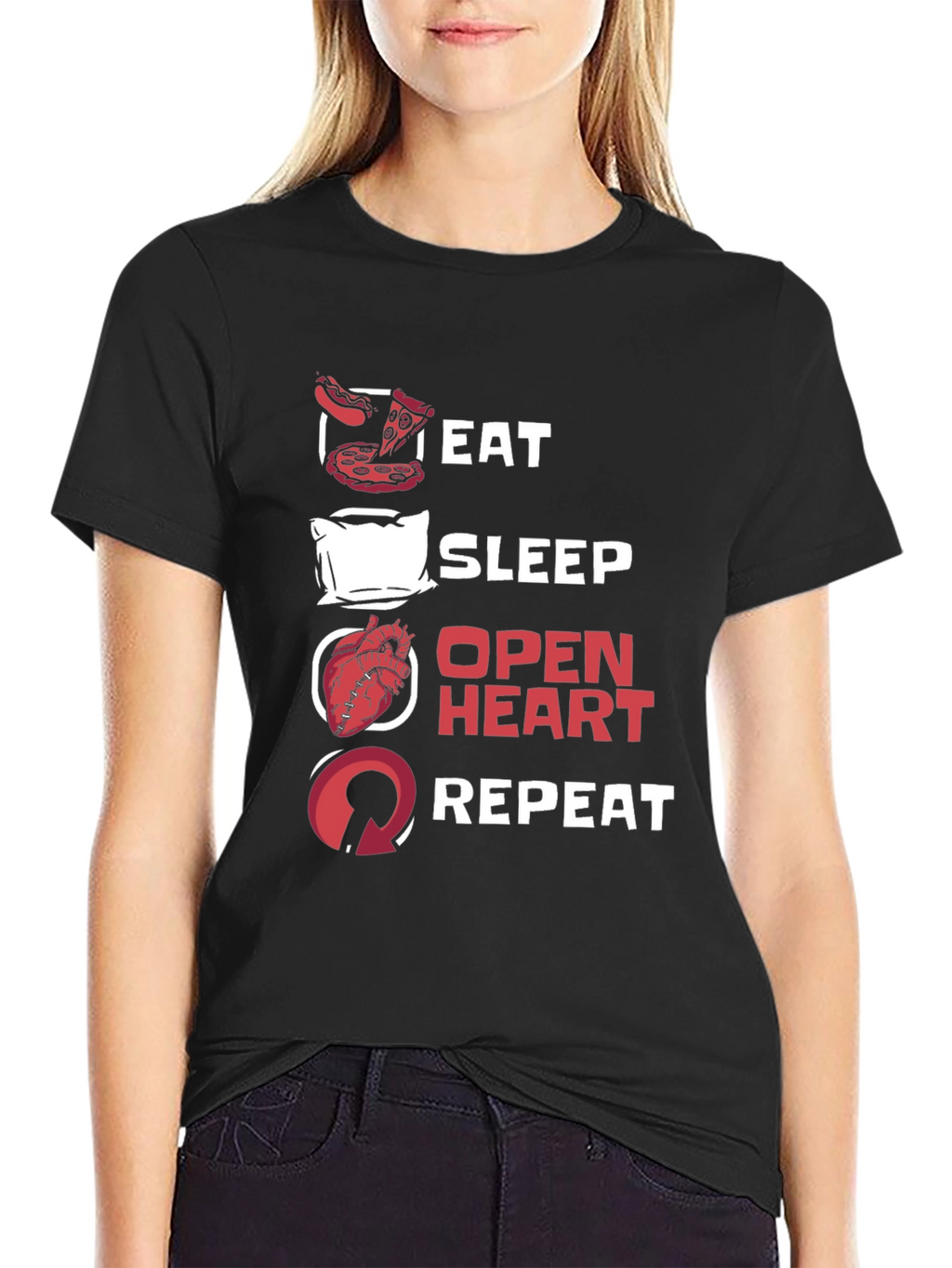 Eat Sleep Open Heart Repeat Graphic Tee