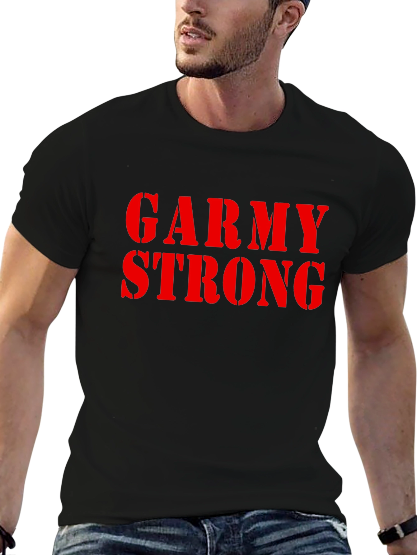 Garmy Strong Graphic Tee - Black Cotton T-Shirt