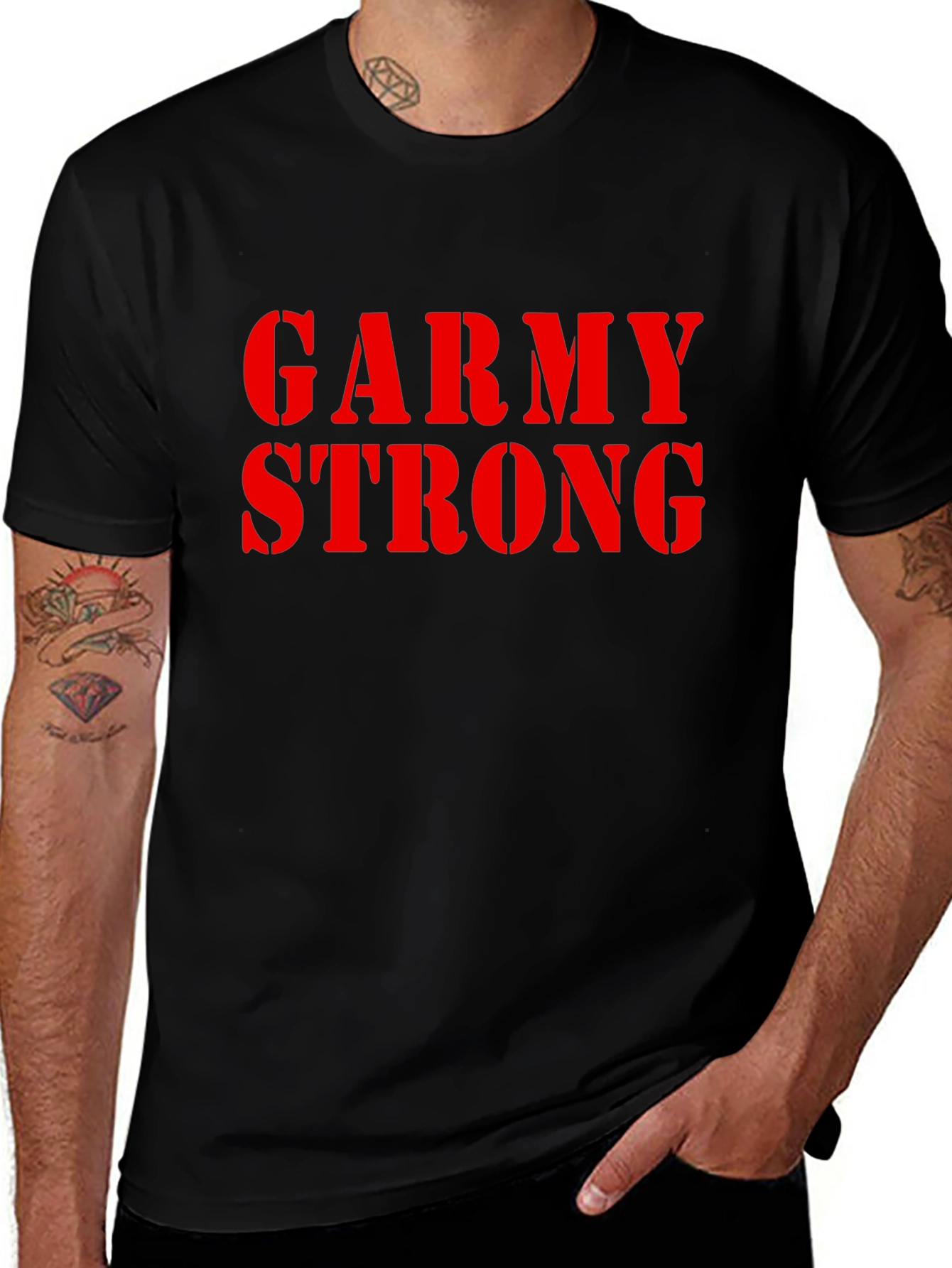 Garmy Strong Graphic Tee - Black Cotton T-Shirt