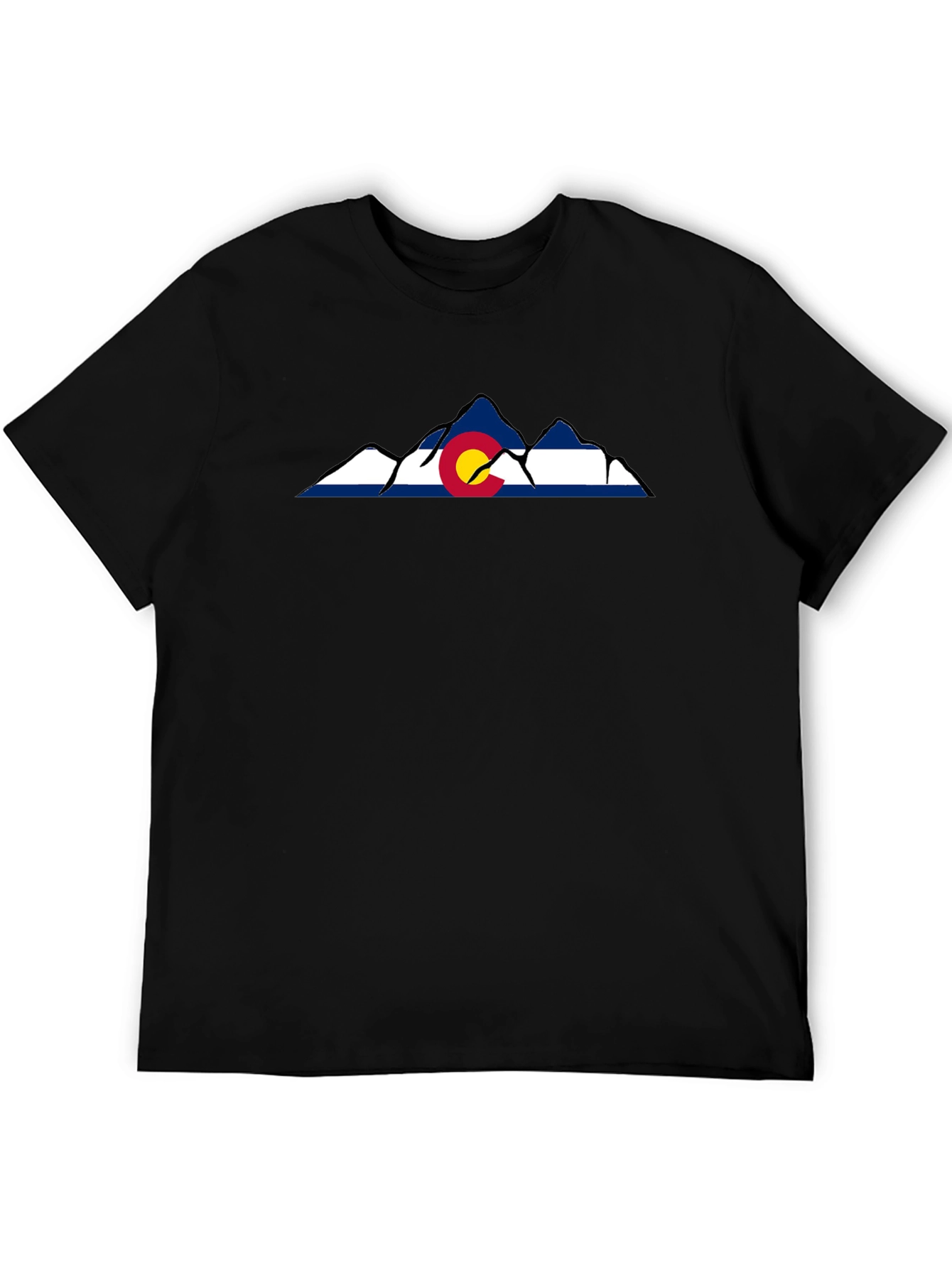 Colorado Flag Mountain Black T-Shirt