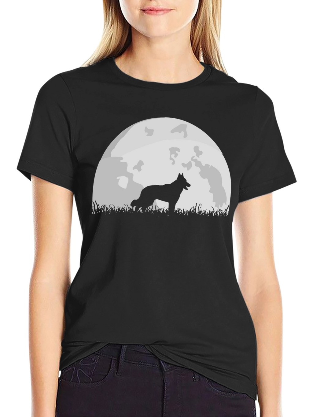Wolf Moon Graphic Tee - Black Cotton Blend