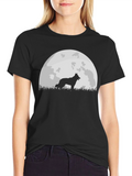 Wolf Moon Graphic Tee - Black Cotton Blend