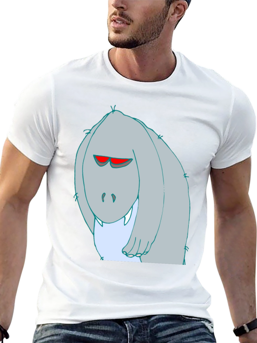 Cartoon Monster Graphic Tee - Black Cotton T-Shirt