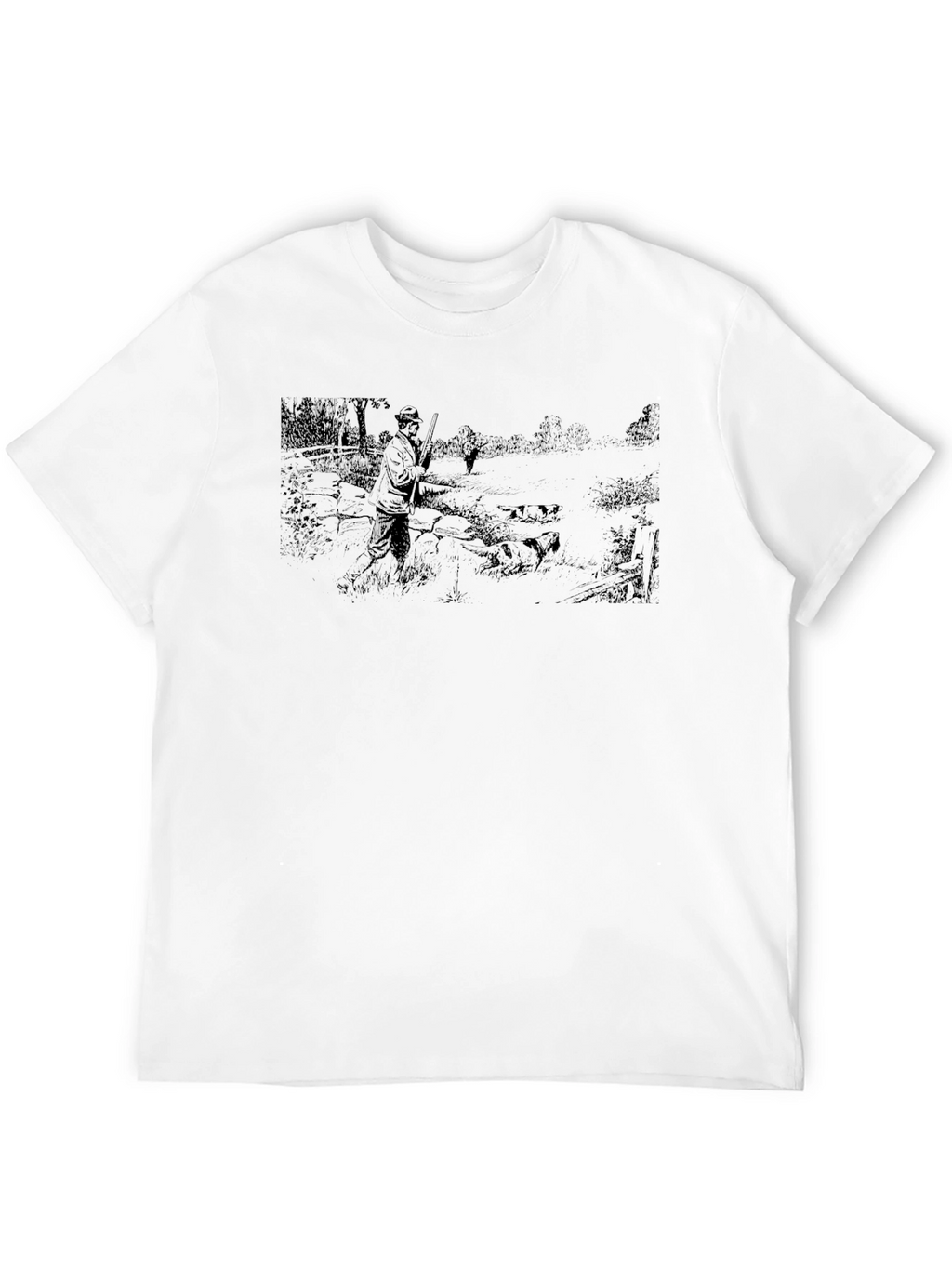 Hunter Scene Black Cotton T-Shirt