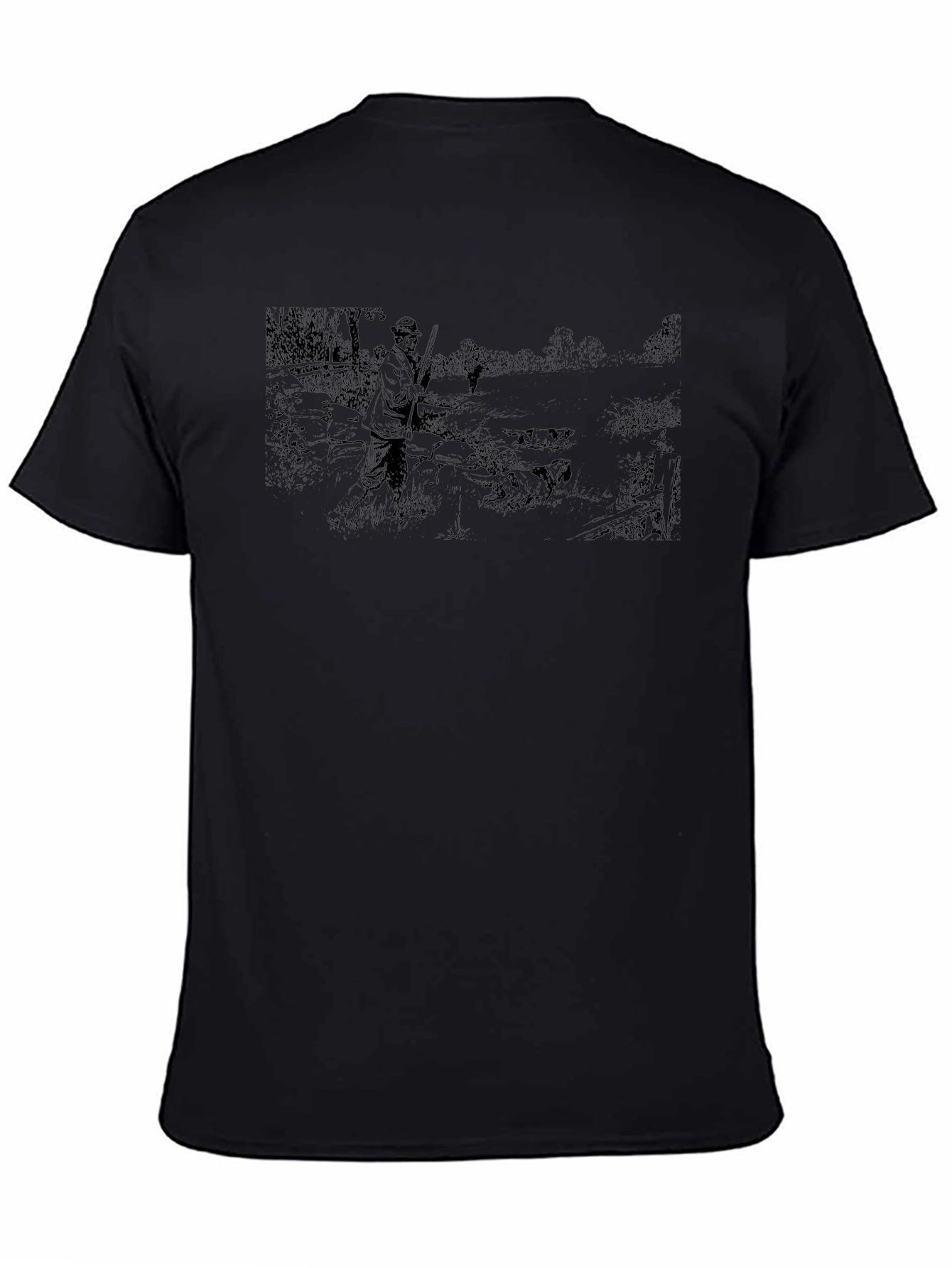 Hunter Scene Black Cotton T-Shirt