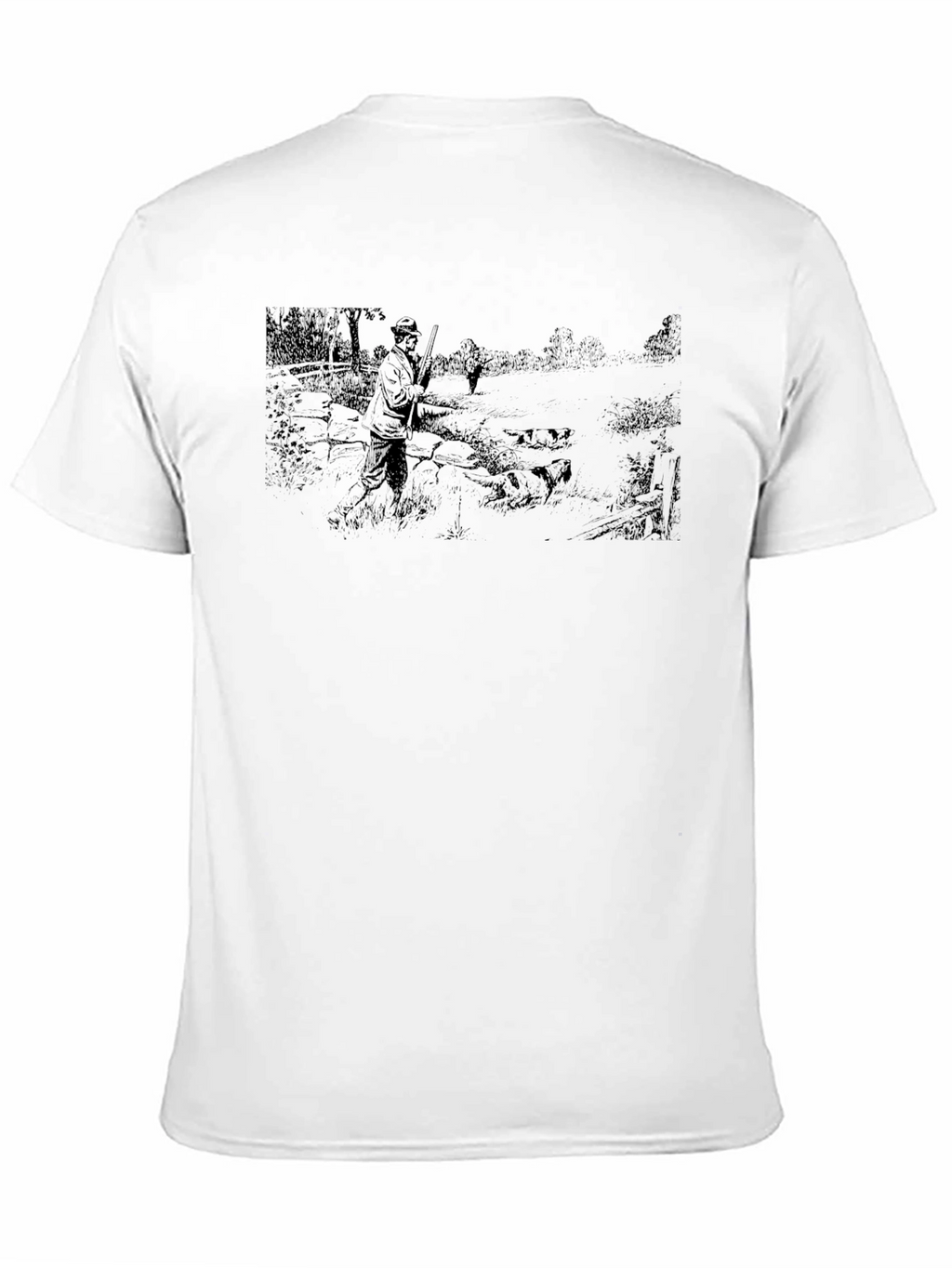 Hunter Scene Black Cotton T-Shirt