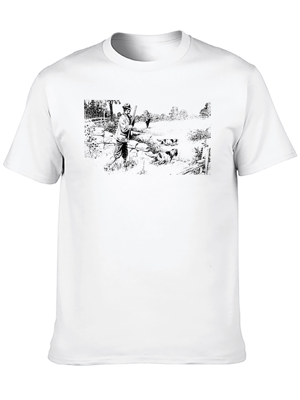 Hunter Scene Black Cotton T-Shirt