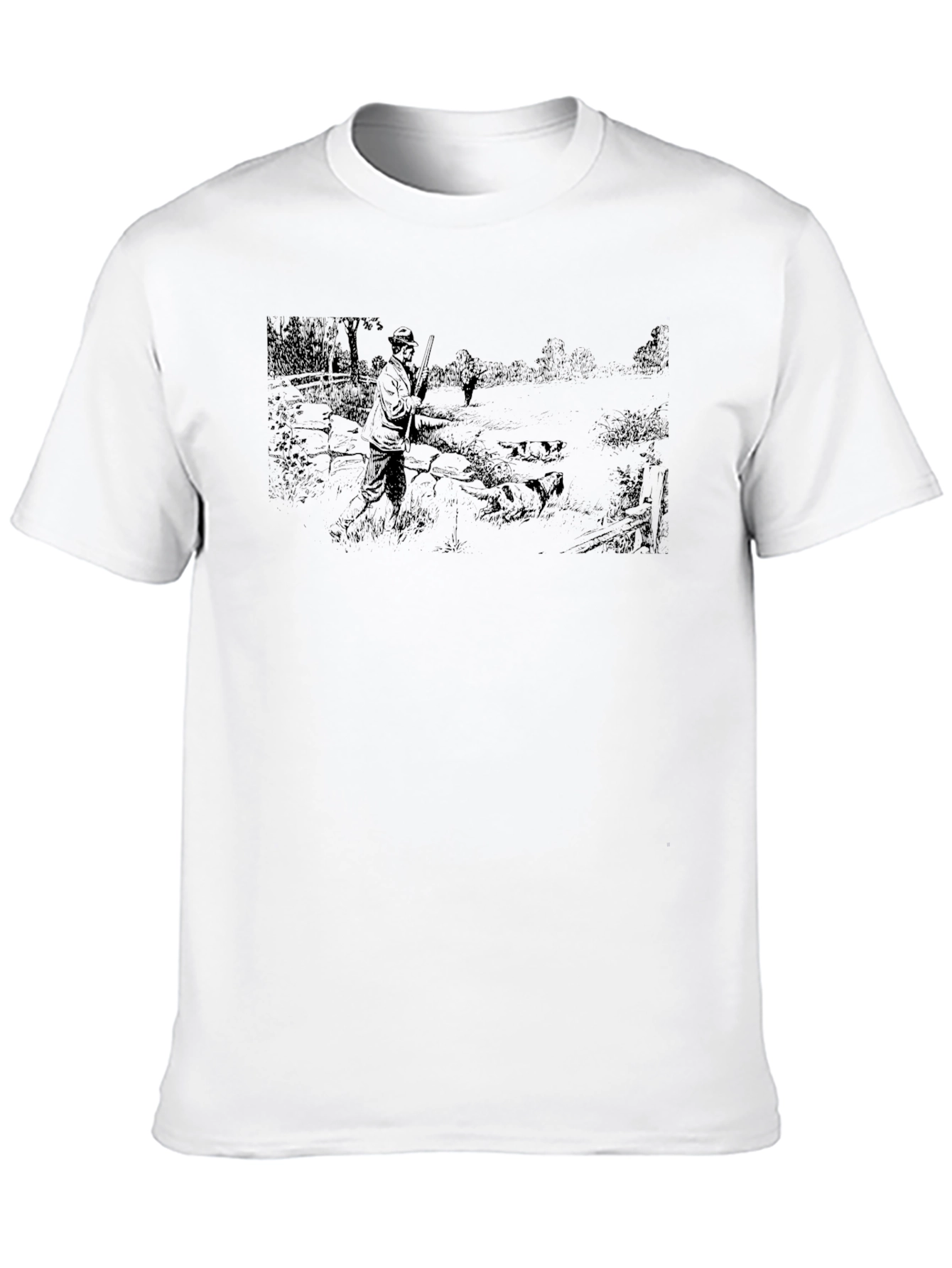 Hunter Scene Black Cotton T-Shirt