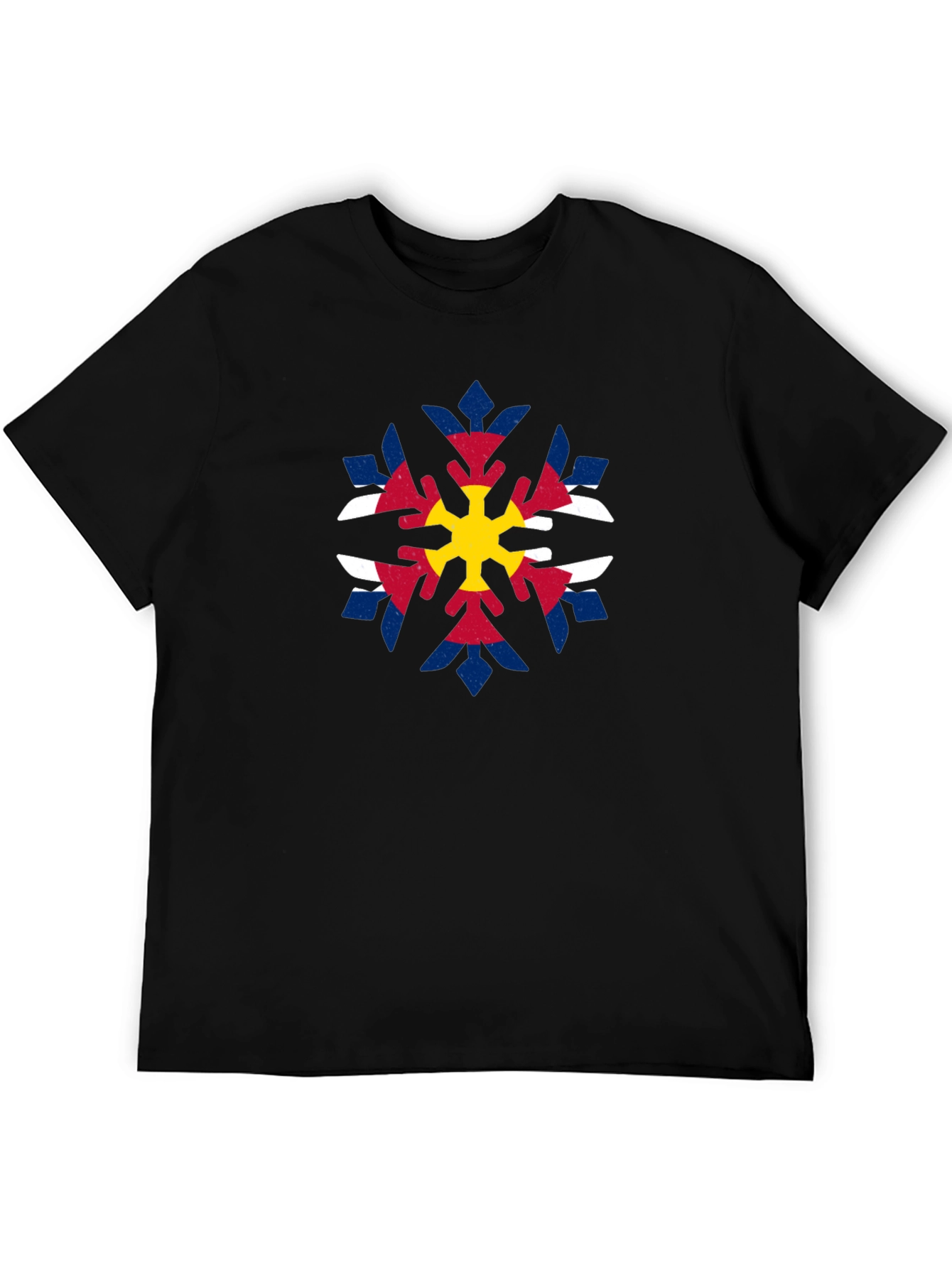 Colorado Flag Snowflake Graphic Tee - Black