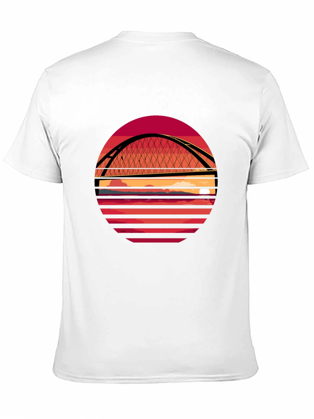Sunset Bridge Graphic T-Shirt - Stylish Crew Neck Tee