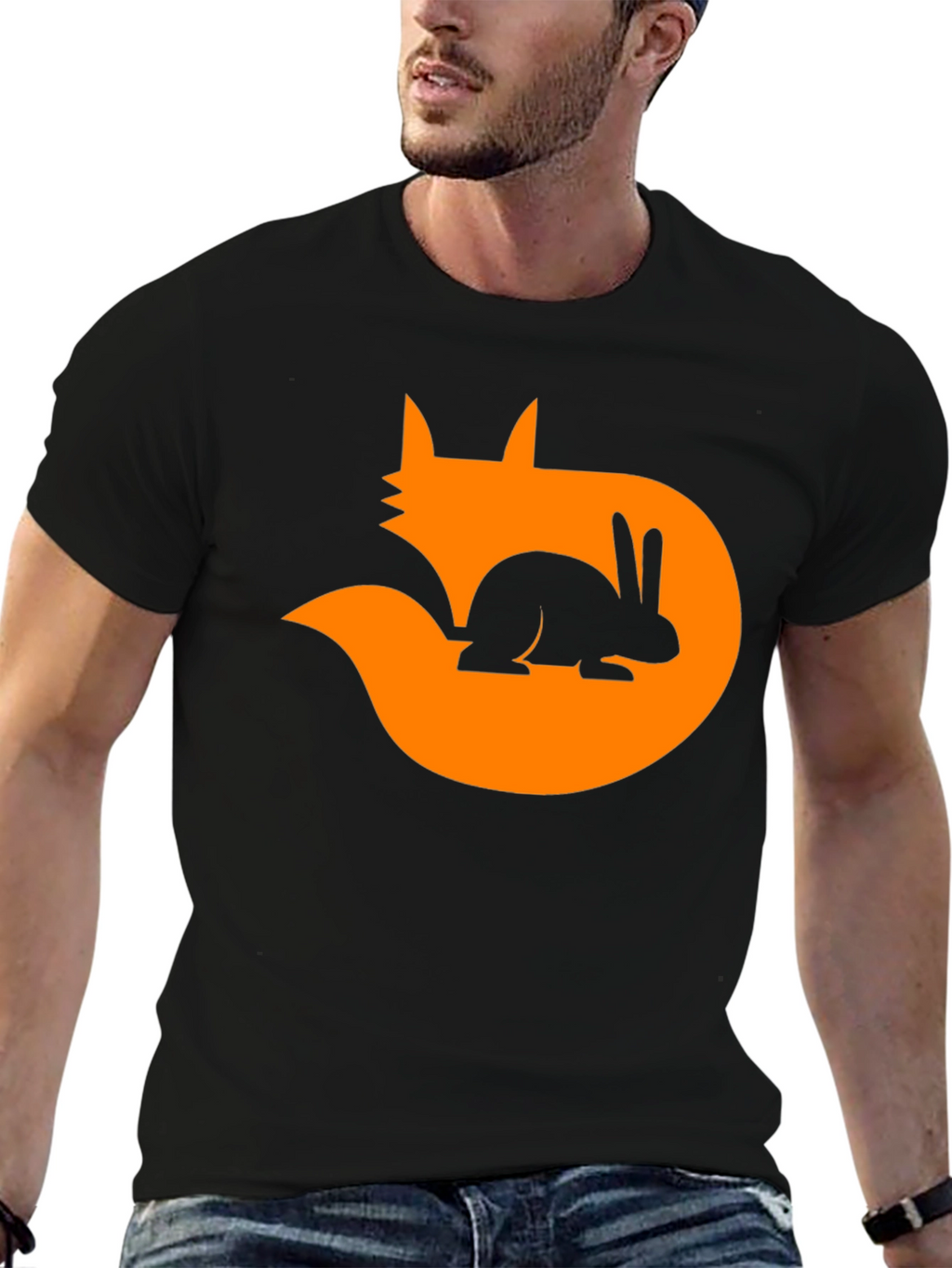 Fox & Rabbit Graphic Tee - Black Cotton Blend