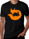 Fox & Rabbit Graphic Tee - Black Cotton Blend