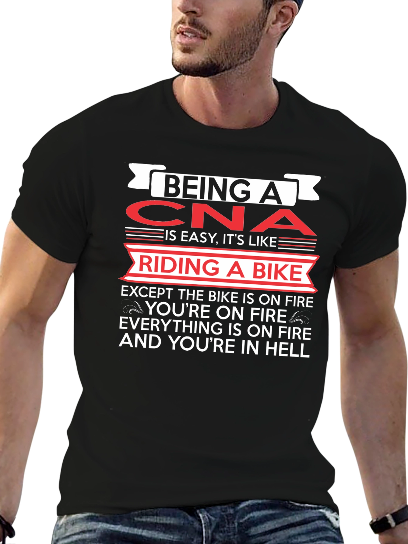 Funny CNA T-Shirt: Riding A Bike In Hell