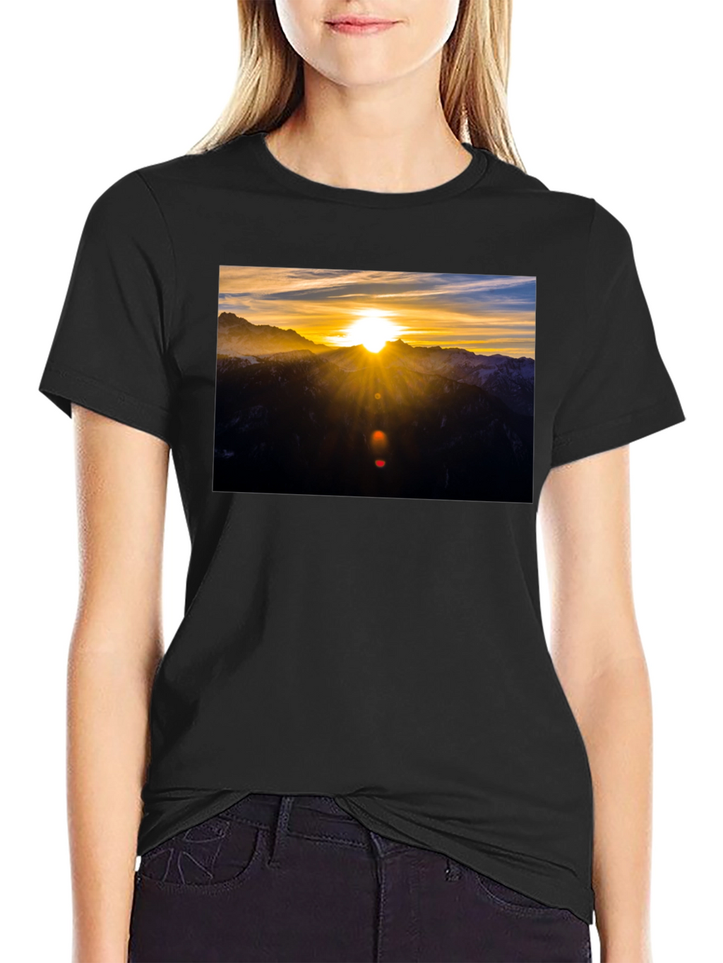Sunrise Mountain Graphic Black T-Shirt