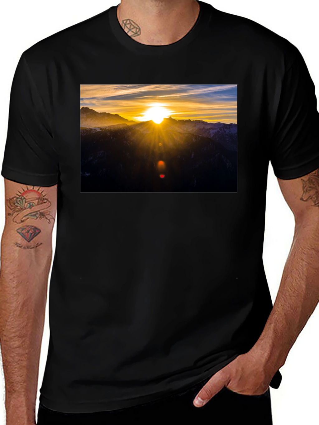 Sunrise Mountain Graphic Black T-Shirt