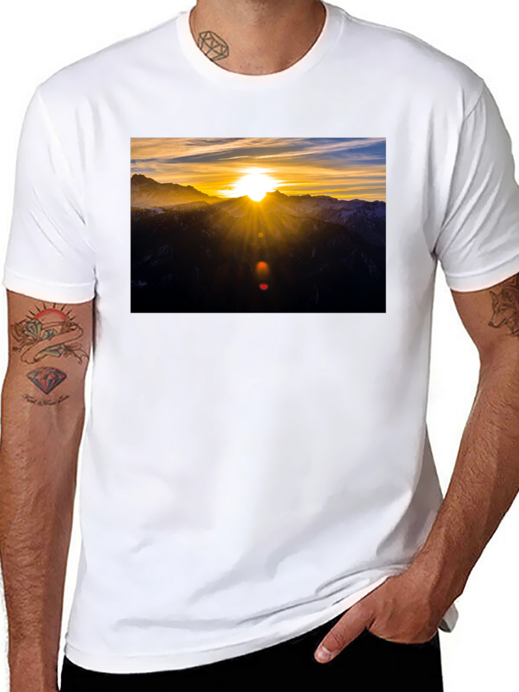Sunrise Mountain Graphic Black T-Shirt