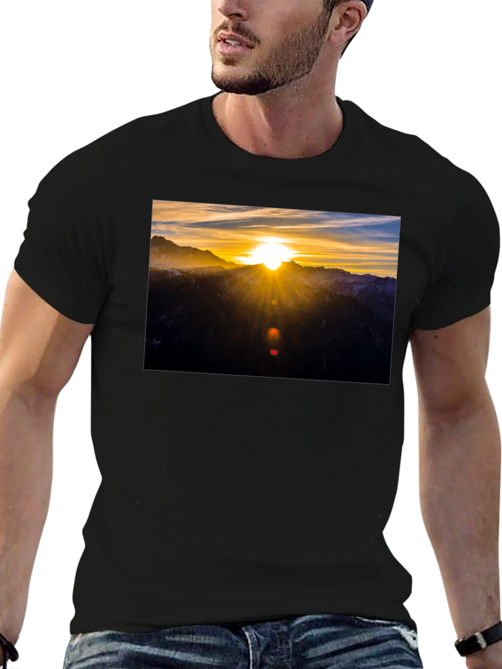 Sunrise Mountain Graphic Black T-Shirt