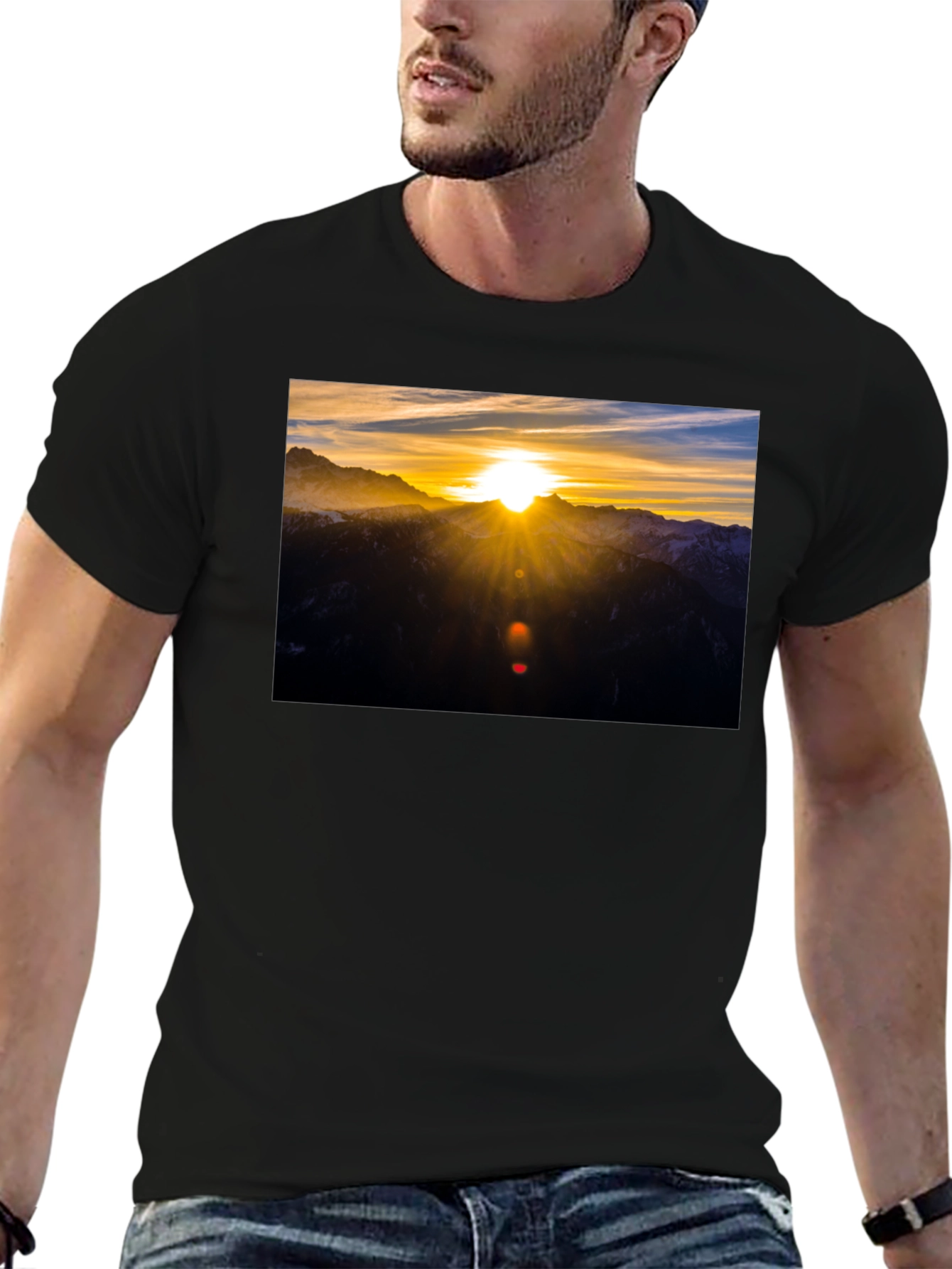 Sunrise Mountain Graphic Black T-Shirt