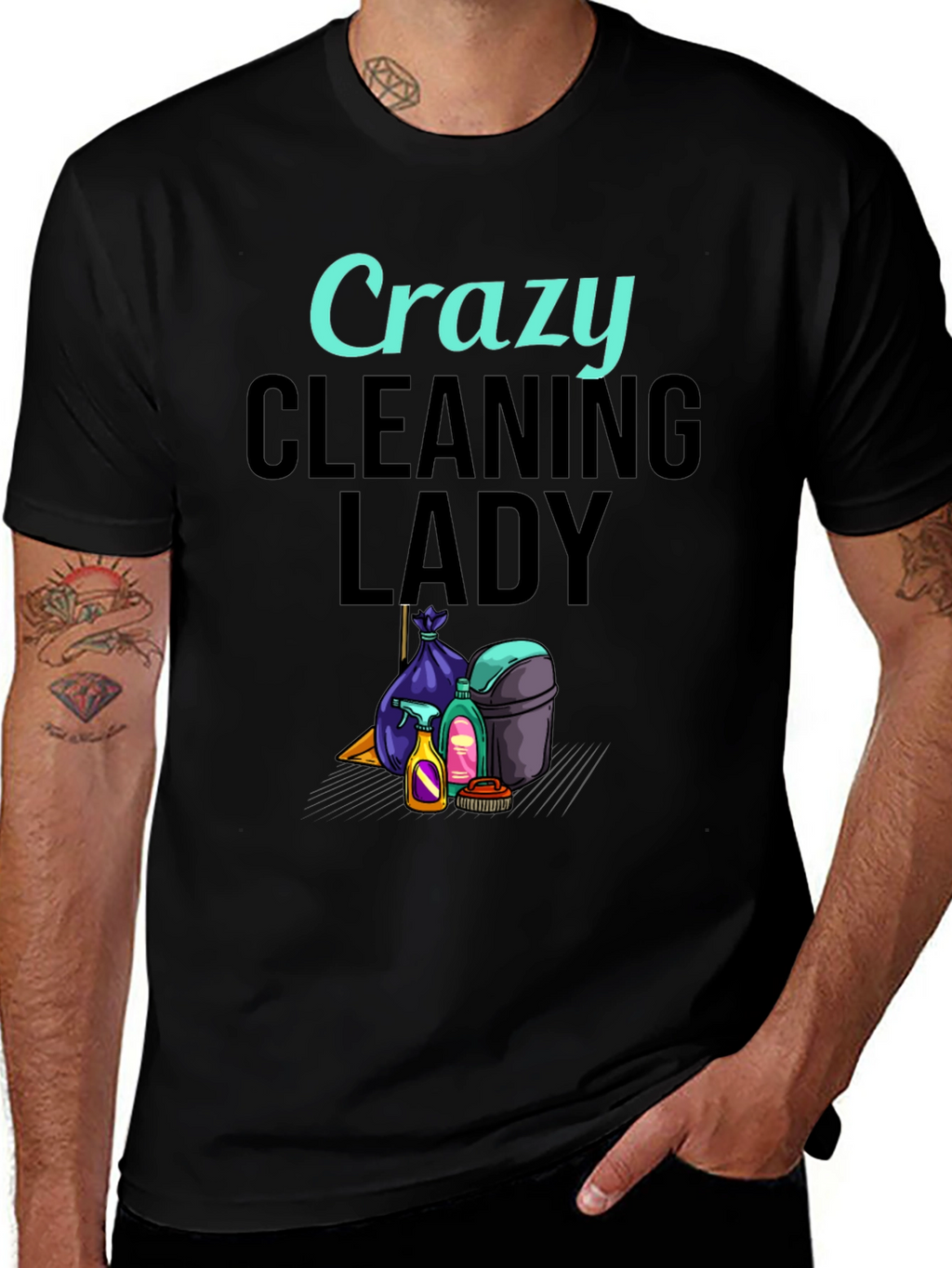 Crazy Cleaning Lady Graphic T-Shirt