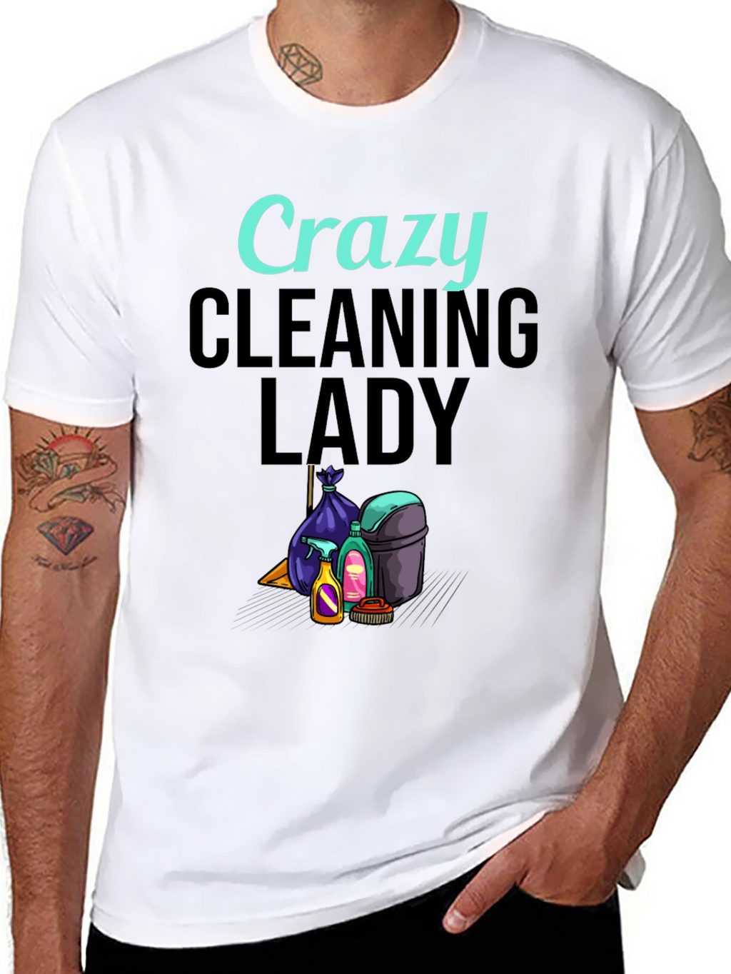 Crazy Cleaning Lady Graphic T-Shirt