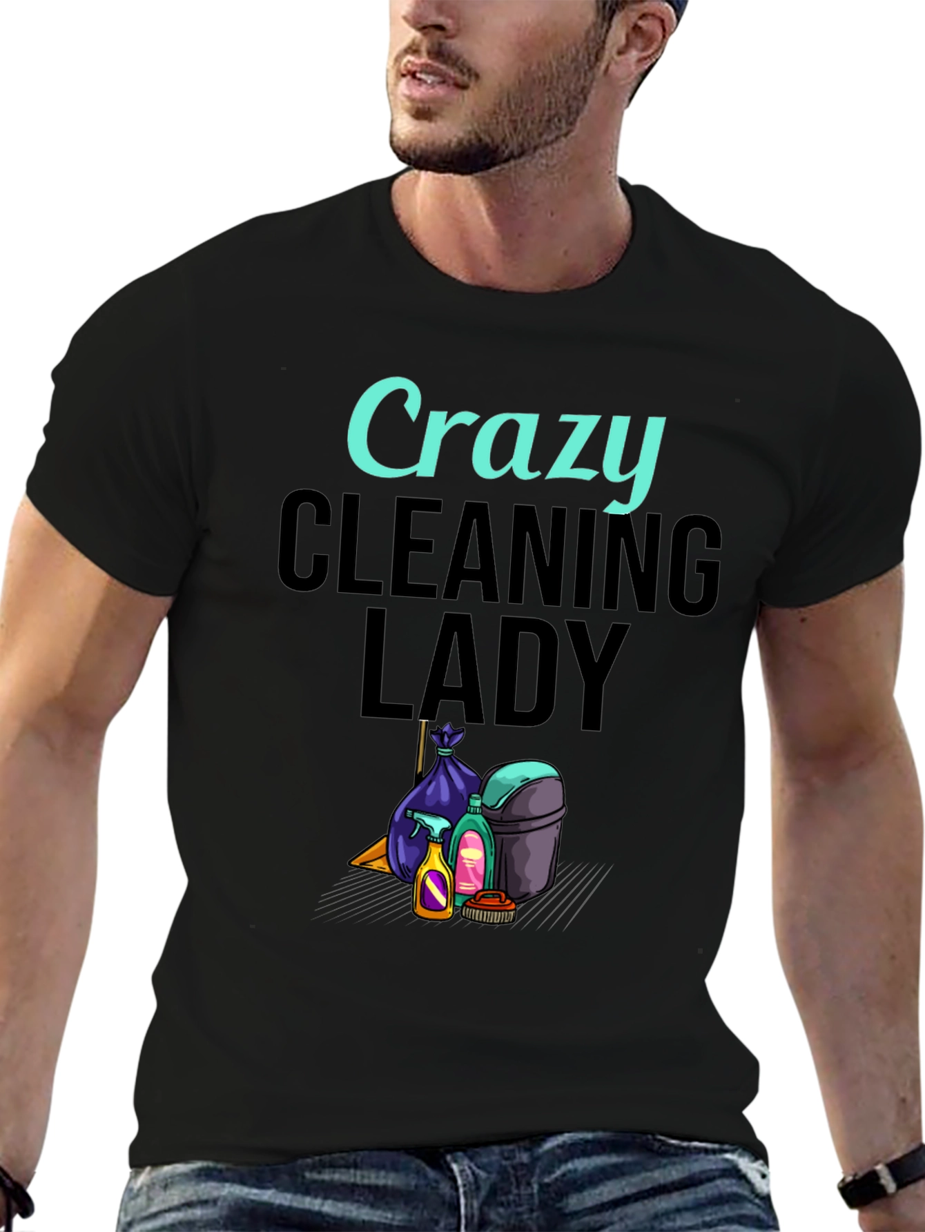 Crazy Cleaning Lady Graphic T-Shirt