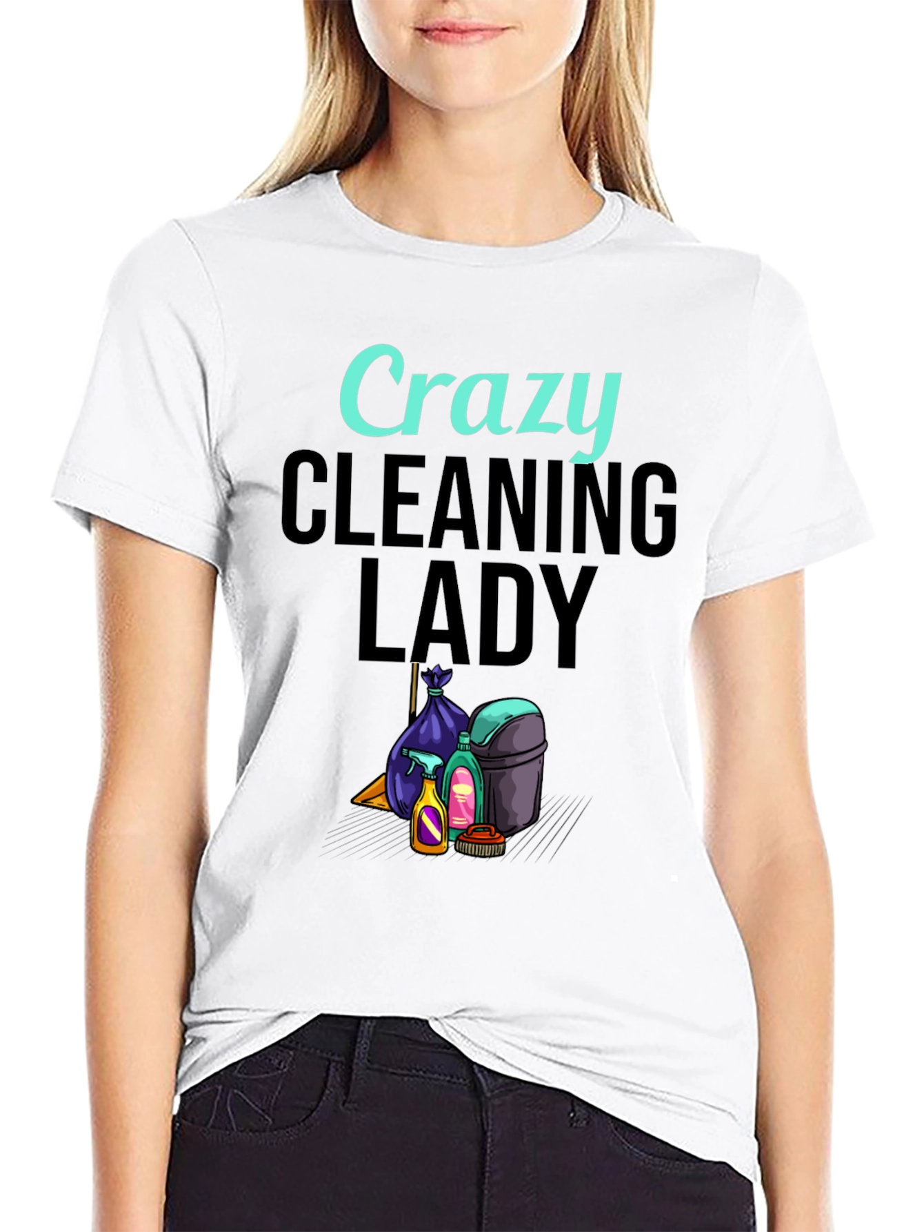 Crazy Cleaning Lady Graphic T-Shirt