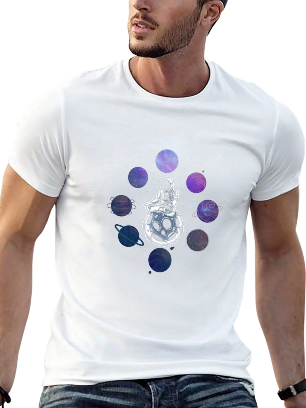 Astronaut Planets Graphic T-Shirt