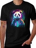 Neon Panda Graphic Black T-Shirt