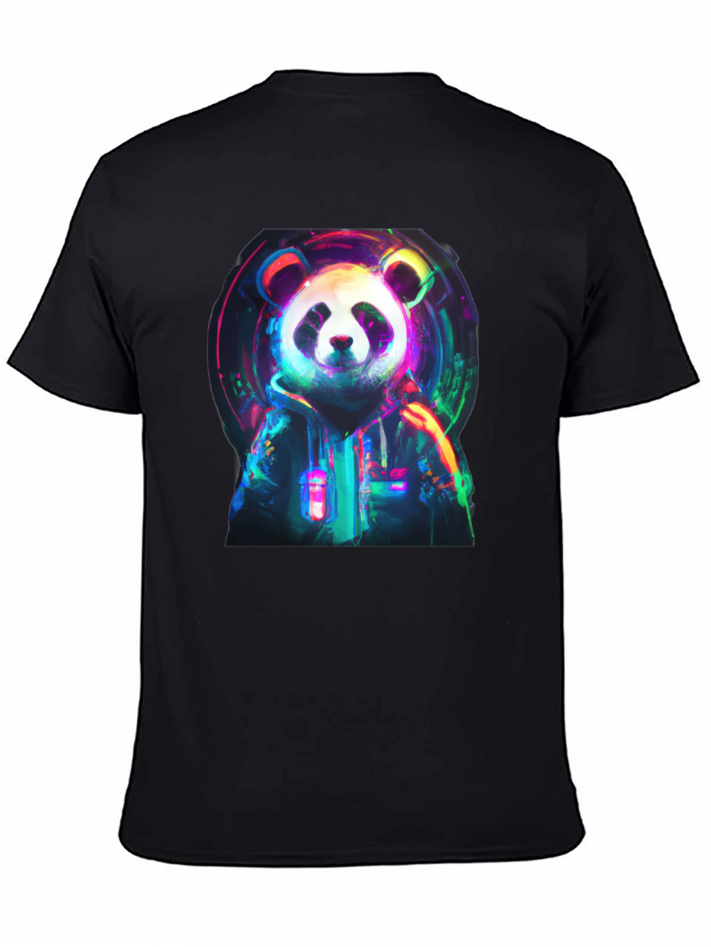 Neon Panda Graphic Black T-Shirt