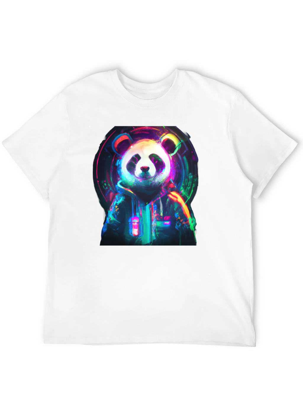 Neon Panda Graphic Black T-Shirt