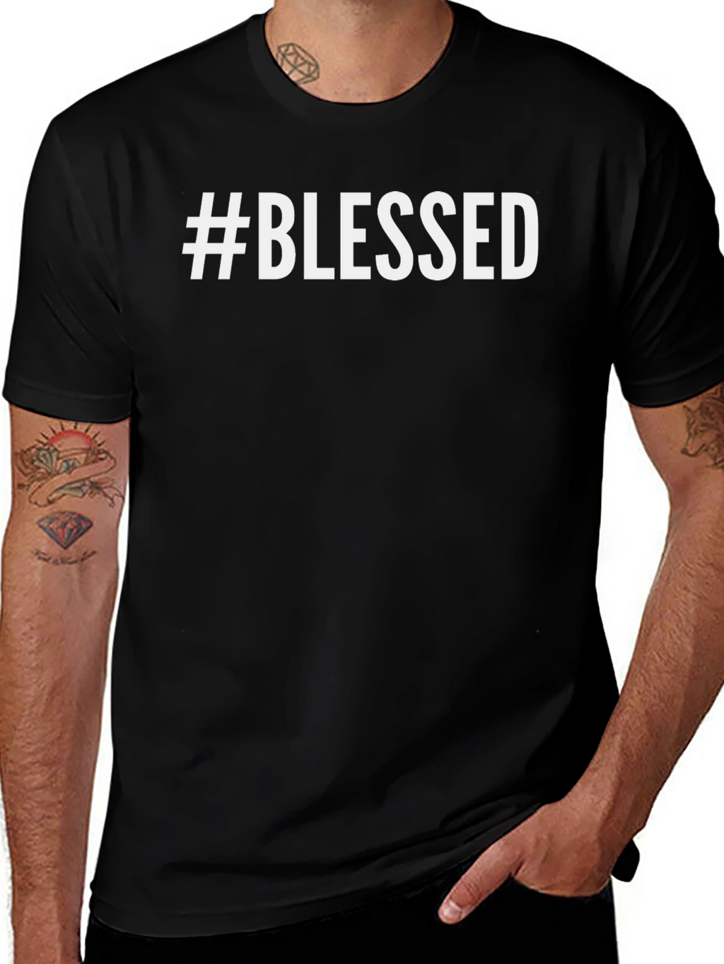 #Blessed Graphic T-Shirt - Casual Short Sleeve Tee