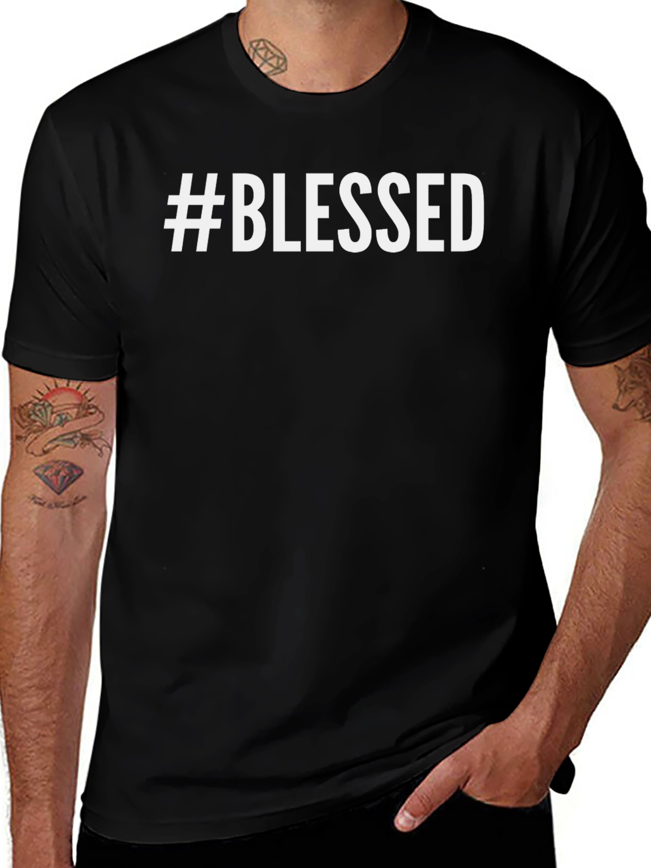 #Blessed Graphic T-Shirt - Casual Short Sleeve Tee